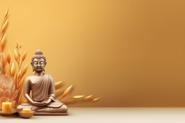Foto een boeddha zit in in vesak boeddha purnima dag met kopie ruimte achtergrond voor vesak festival dag