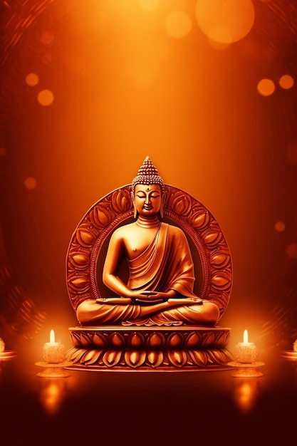 Een boeddha zit in in vesak boeddha purnima dag met kopie ruimte achtergrond voor vesak festival dag