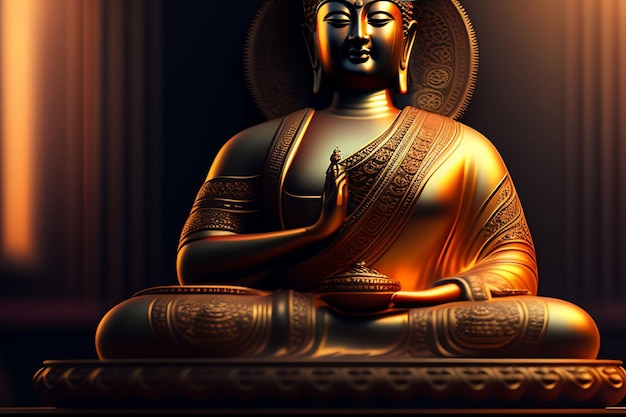 Een boeddhabeeld met op de voorkant het woord boeddha