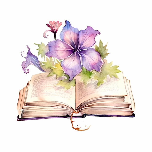 Een boek met een bloem erop