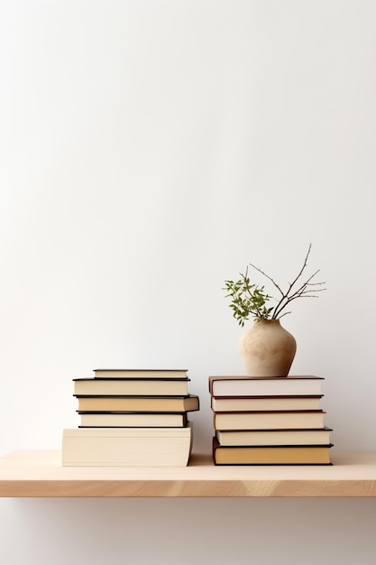 een boek op de tafel aan de onderkant van de foto witte achtergrond en schone compositie