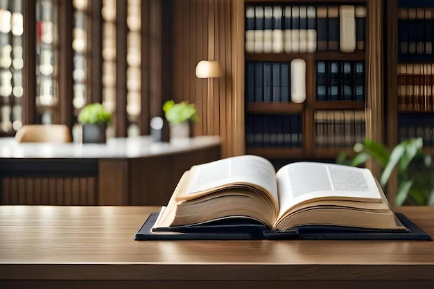 Een boek op een bureau met een boek erop