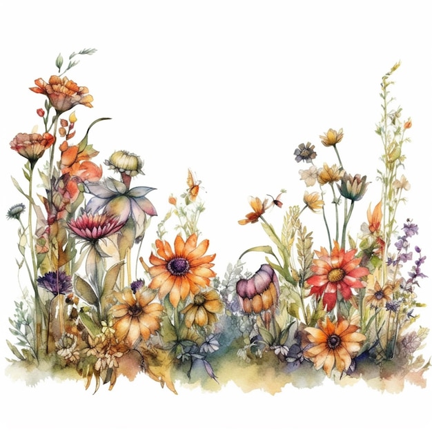 Een boeket bloemen in de tuin. aquarel illustratie.