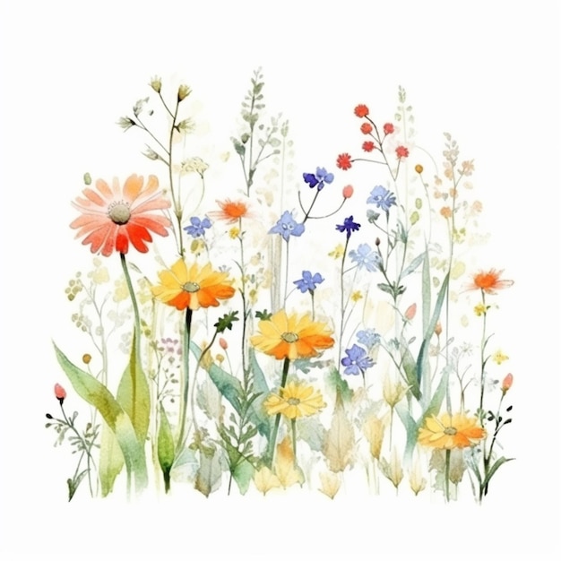 Een boeket bloemen in een tuin. aquarel illustratie.