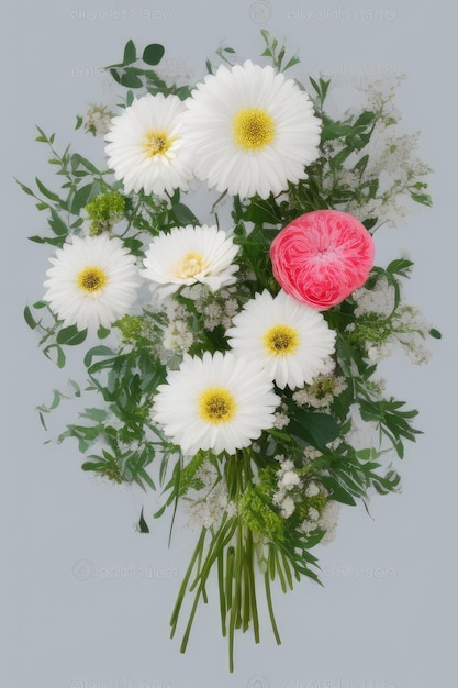 Een boeket bloemen op een witte achtergrond