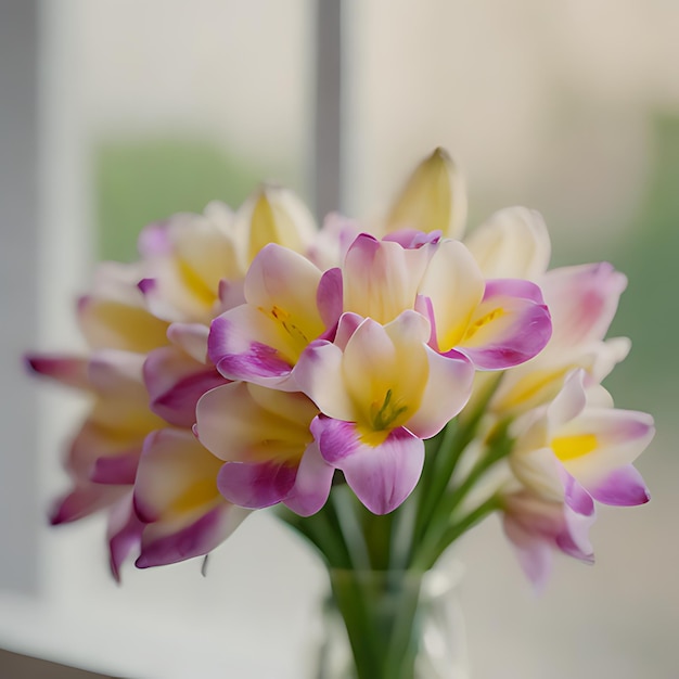 een boeket bloemen uit de tuin van een huis