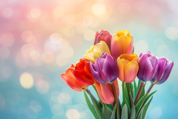 een boeket kleurrijke bloemen met de zon die erop schijnt
