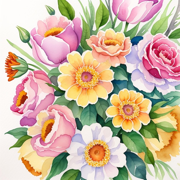Een boeket van schoonheid aquarel bloemen