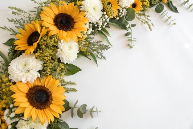 een boeket zonnebloemen met een witte achtergrond