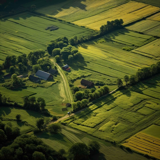 Een boerderij met een huis erop.