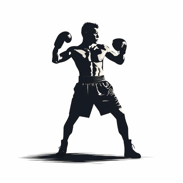 een bokser boksen poseert op een witte achtergrond