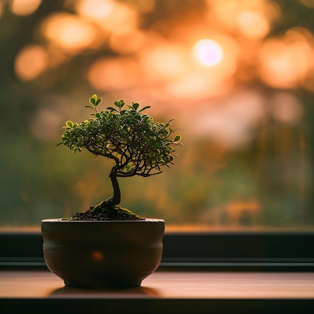 een bonsai in een minimalistische pot