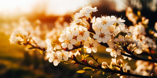 Een boom met bloemen in de zon