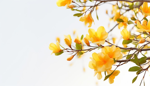 een boom met gele bloemen die zegt quot lente quot op het