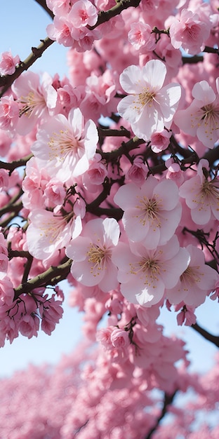 Een boom met roze bloemen in het voorjaar.