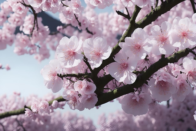 Een boom met roze bloemen op de achtergrond