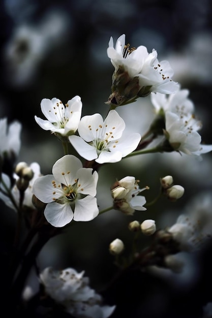 Een boom met witte bloemen in het voorjaar.