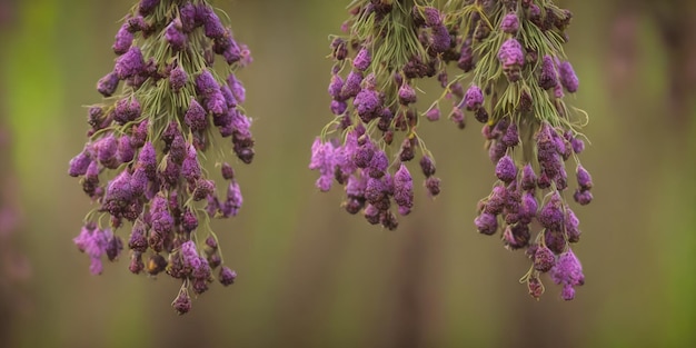 Een boomtak met paarse bloemen