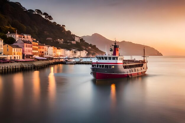 Foto een boot die rood en wit van kleur is