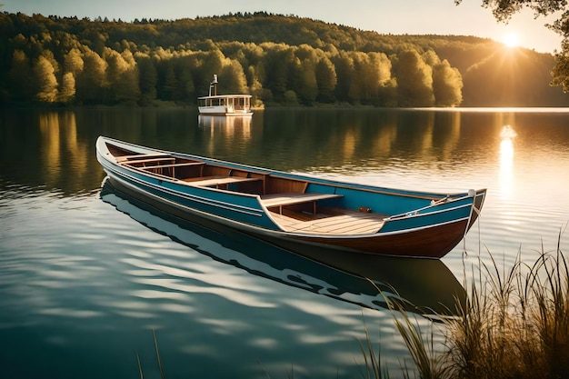 Een boot in het meer.