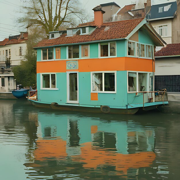 een boot met de tekst "restaurant" aan de kant van het water