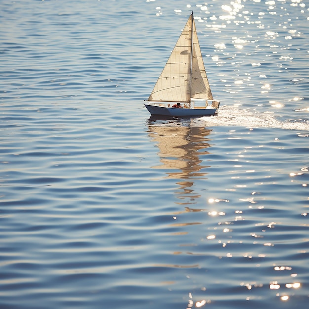 Een boot zeilt.