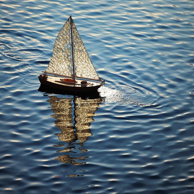 Foto een boot zeilt.