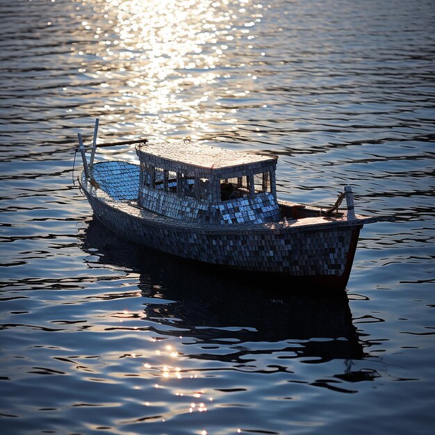 Een boot zeilt.