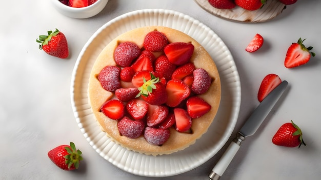 Een bord aardbeien en een bord aardbeien