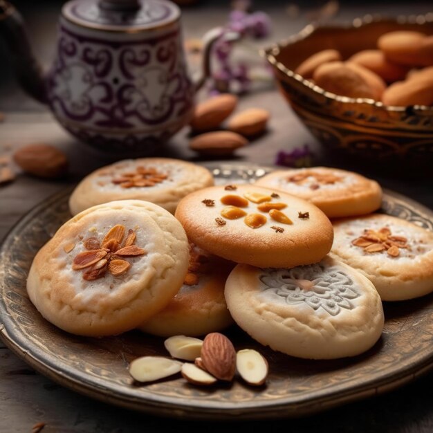 Een bord amandelkoekjes met het woord liefde erop