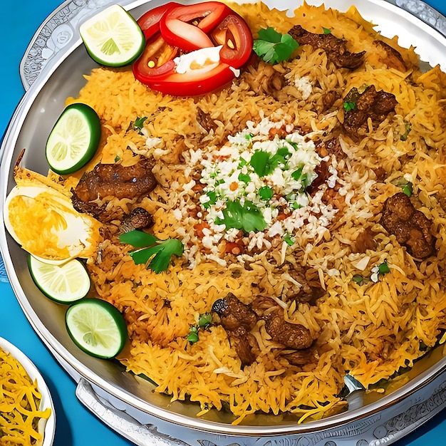 een bord biriyani