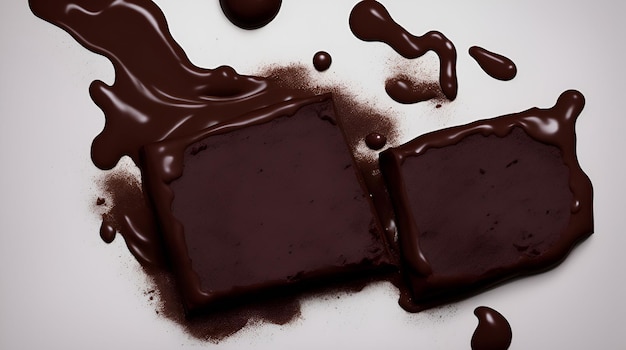 Een bord chocoladerepen met een druppel chocolade erop.