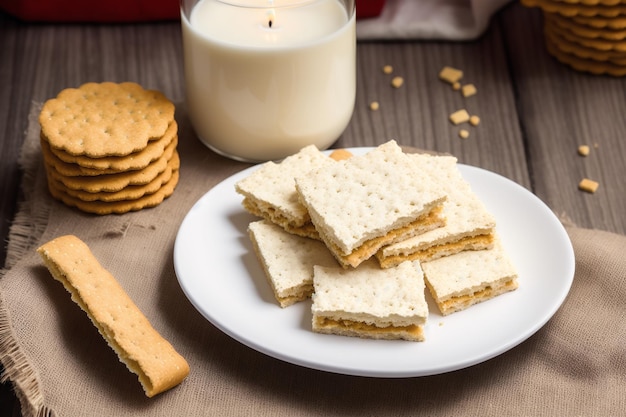 Een bord crackers uit Graham naast een kaars en een kaars.