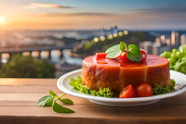 Een bord eten met fruit en groenten erop