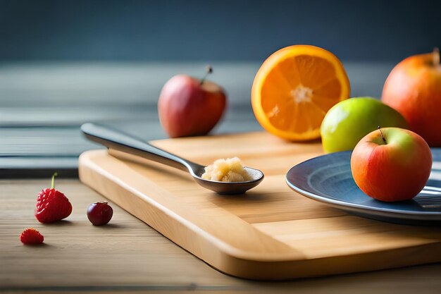 een bord fruit en een lepel met een lepel erop