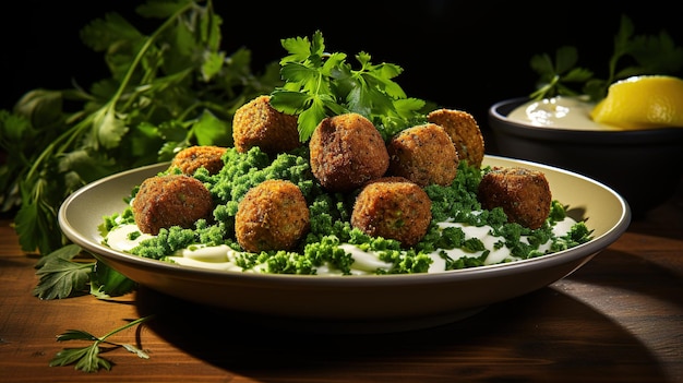 Een bord gehaktballetjes met broccoli en rijst