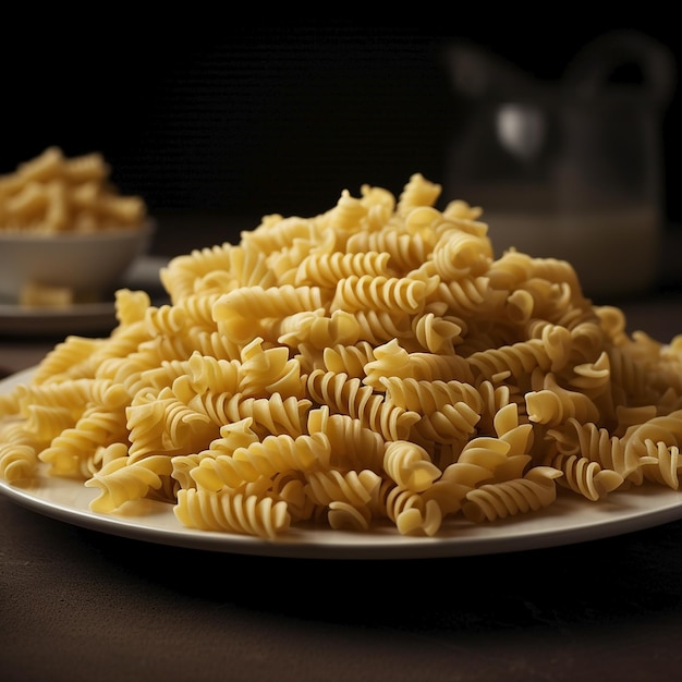 Een bord macaroni en kaas op een tafel