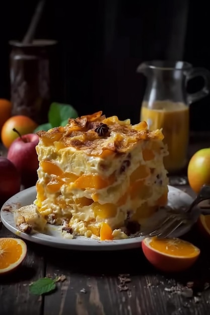 Een bord mango's en een glas jus d'orange