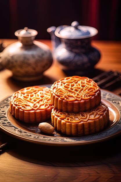 een bord met een dessert waarop staat macaroni