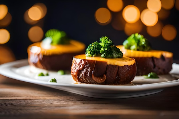 een bord met eten met broccoli erop