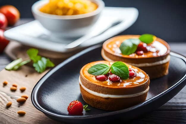 een bord met eten met een schaal met eten erop