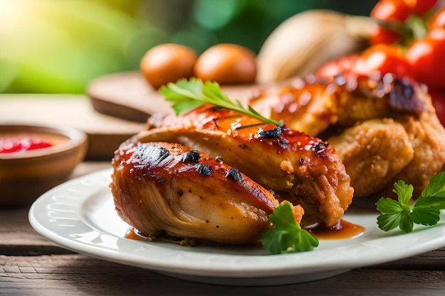 een bord met eten met het aantal dingen erop