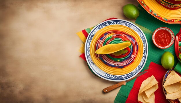 een bord met kleurrijke ringen en een banaan op een tafel