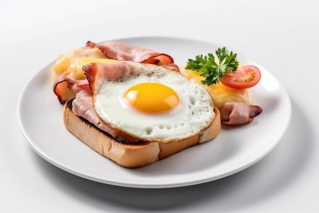 Een bord ontbijt eten met een gebakken ei erop.