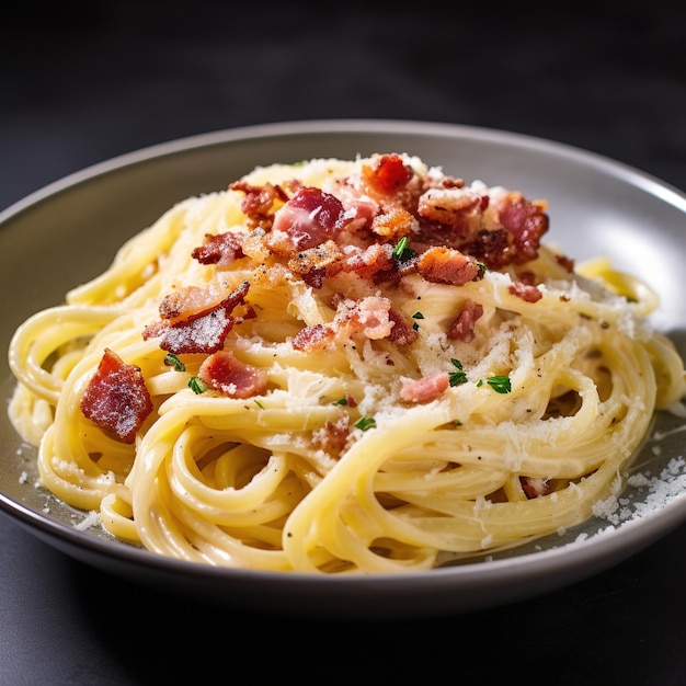 een bord smakelijke carbonara