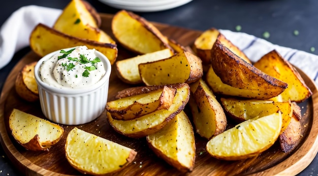 een bord vol knapperige en gouden aardappelvlekken