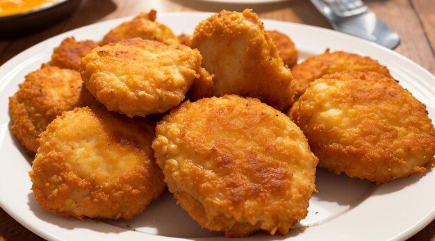 Een bord volmaakte kipnuggets.