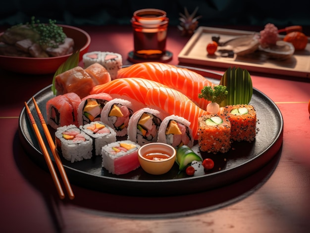 Een bordje sushi