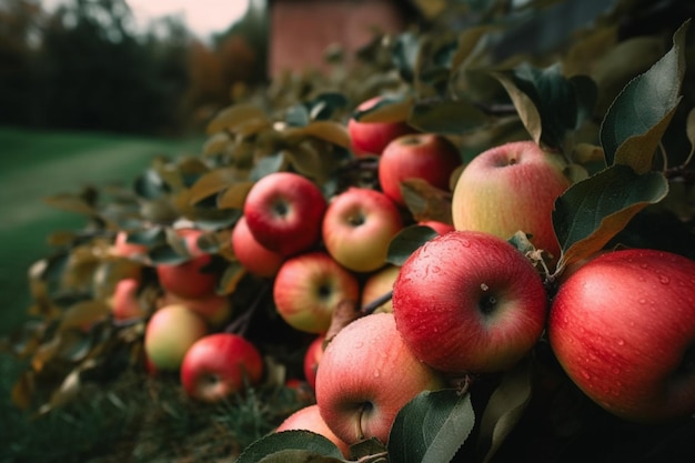 Een bos appels op een boomtak