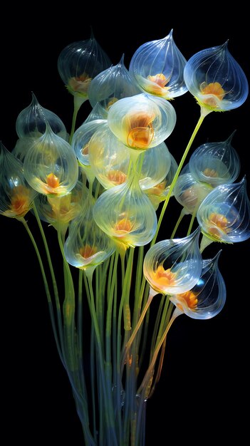 Foto een bos bloemen die als glas zijn